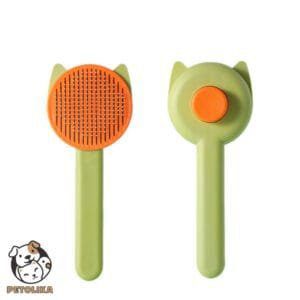 Automatic Button Brush with Stainless Steel Needles Cat Ear Design Green