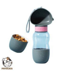 2 in 1 Penguin Water Food Bottle Ash Gray