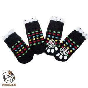 Anti Slip Pet Socks Black Polka Dot Design 1