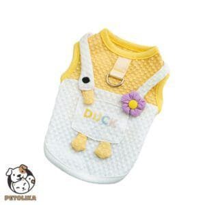 Yellow Duck Dog Cat Clothes Size S Leash Compatible