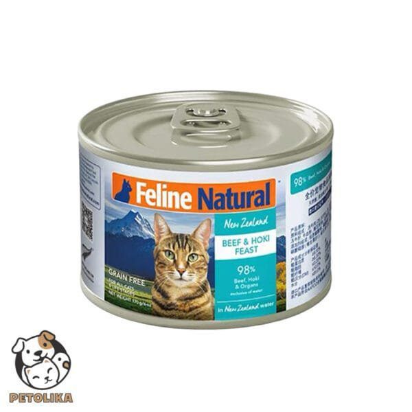 کنسرو غذای گربه با طعم گوشت ماهی و گاو از برند Feline Natural