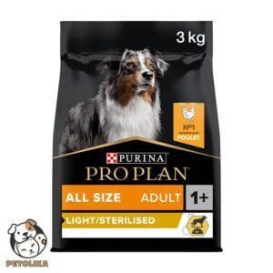 PRO PLAN LIGHT STERILISED ALL SIZES ADULT DRY DOG FOOD WITH CHICKEN 3 KG