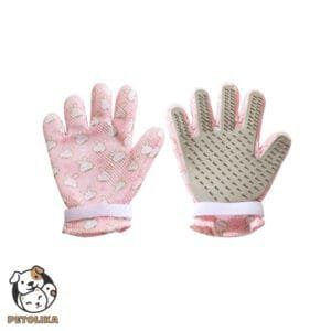 Pink Silicone Dog Cat Massage Glove