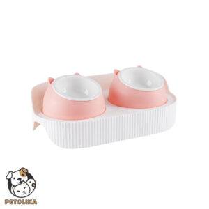 cat food bowl ergonomic pink