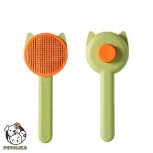 Automatic Button Brush with Stainless Steel Needles Cat Ear Design Green