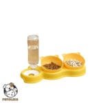 Dog and Cat Food Bowl with Double Bowls and Automatic Water Dispenser