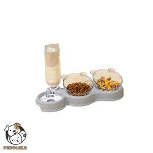 dog and cat food bowl with double bowls and automatic water dispenser 1