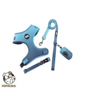 Adjustable Dog Collar and Leash Set Size S Mixed Blue and Sapphire