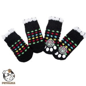 Anti Slip Pet Socks Black Polka Dot Design 2