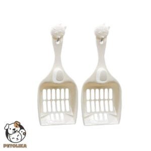 Cat Litter Scoop with Clip and Cat Handle White