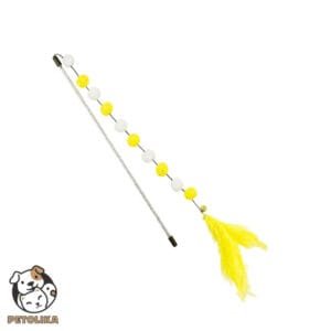 Cat Teaser Wand Feather Ball Yellow