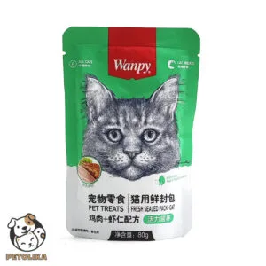پوچ گربه ونپی با طعم مرغ و میگو 80 گرم (Wanpy)