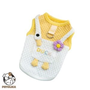 Yellow Duck Dog Cat Clothes Size S Leash Compatible