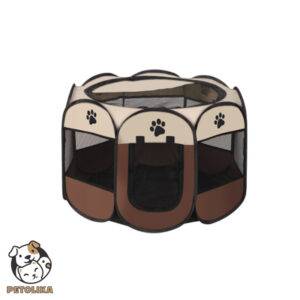 Foldable 8 Sided Playpen for Dogs and Cats Oxford Fabric Brown