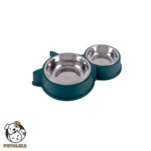 double steel bowl green