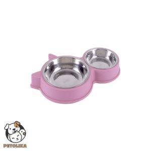 double steel bowl pink