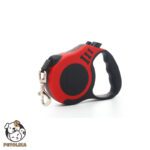 5 meters retractable dog lead extendable with non slip handle black and red color