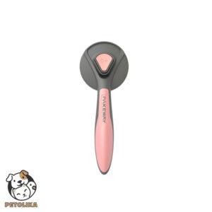 Automatic Brush with Eject Button for Shedding and Massage pink color