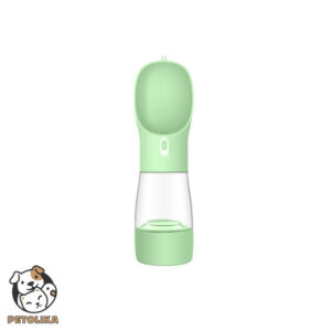 Dual Function Water and Food Bottle for Dogs and Cats green color