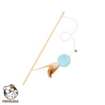 cat teaser with paper rope round light blue