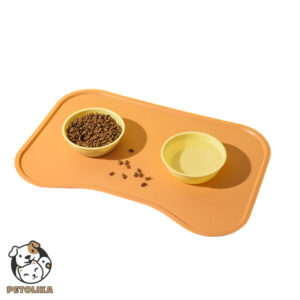 non slip and waterproof pet feeding pad orange color