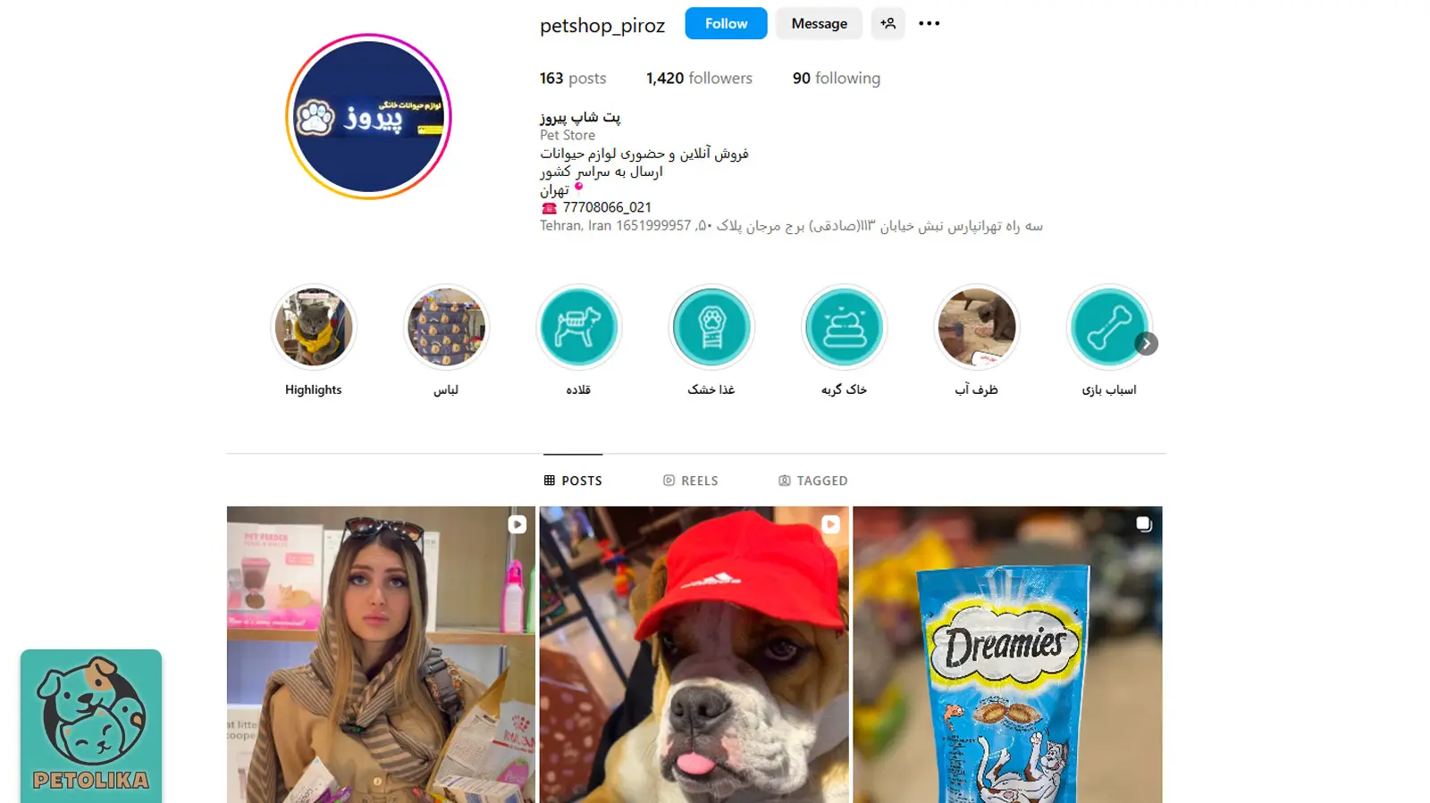 بهترین پت شاپ تهران (شمال،شرق،غرب،مرکز) 1404 +آدرس و تماس 33 صفحه اینستاگرام پتشاپ پیروز