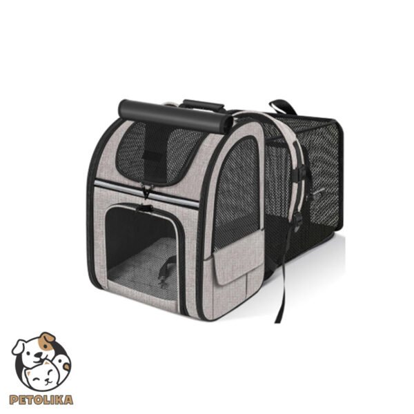 کوله گسترش‌پذیر گربه و سگ مدل پت‌اسپیس با طراحی تاشو و تنفس‌پذیر مناسب سفر