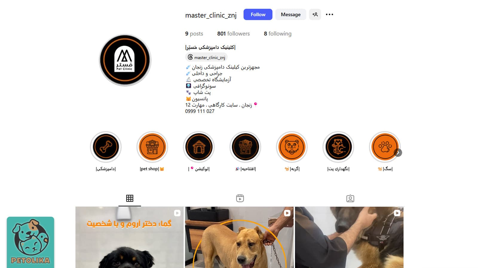 تصویری از صفحه اینستاگرام پت‌شاپ مستر