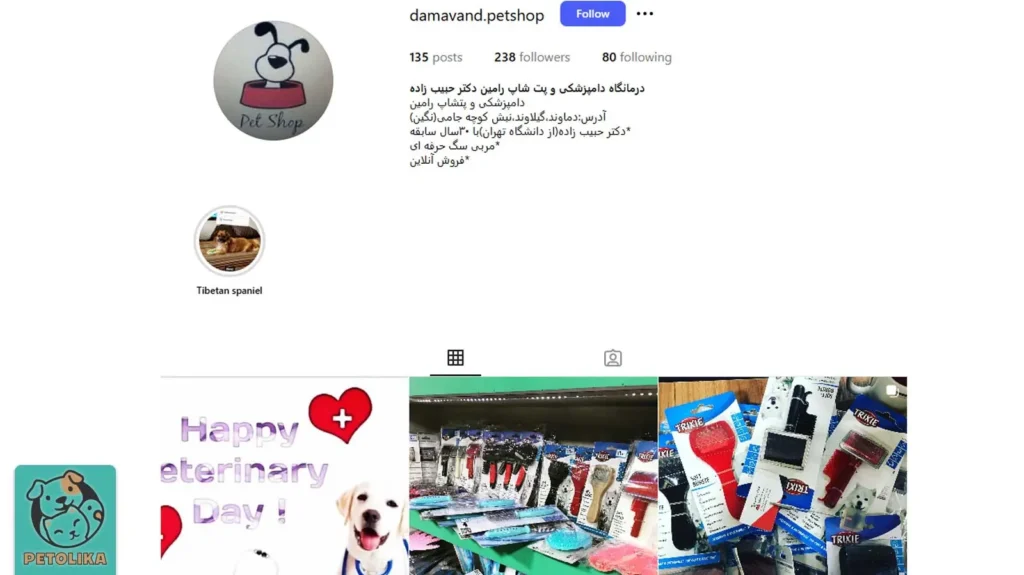 تصویری از صفحه اینستاگرام پت شاپ رامین دماوند